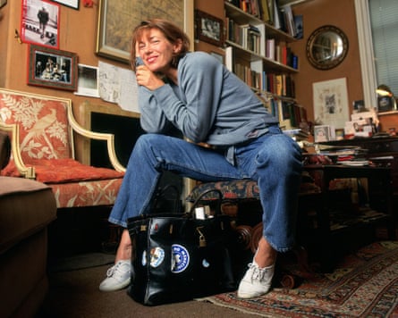 Jane Birkin at her mother's house in London with another version of the bag in 1996