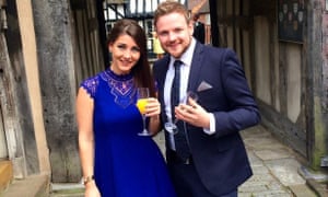 Katy and John celebrate their coming wedding.