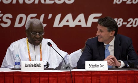 The IAAF's Sebastian Coe and Lamine Diack