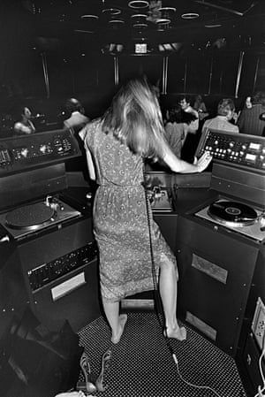 DJ at Sybil’s, 1979Bernstein: ‘Sybil’s was in the basement of the Hilton Hotel and this is one of the very few female DJs at the time – her identity remains a mystery to me’.