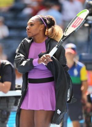 Serena Williams warms up.