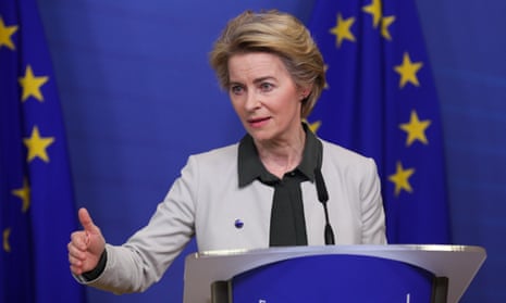 EC president Ursula von der Leyen delivers a statement on the European Green Deal in Brussels.