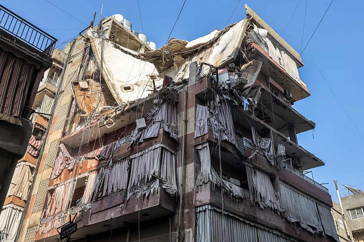 A damaged building