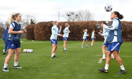 Chelsea players in training before their Champions League game against Wolfsburg