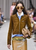 Model on the runway wearing Miu Miu ss25