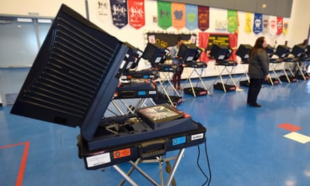 Voting machines are set up in Las Vegas, Nevada, for the 2016 presidential election.