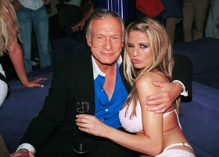 With Hugh Hefner in Hollywood, 2002.