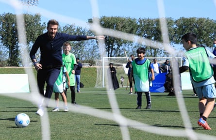 David Beckham, ambassadeur des organisateurs du Qatar, assiste à l'ouverture du Generation Amazing Community Club à Lusail en février 2022.