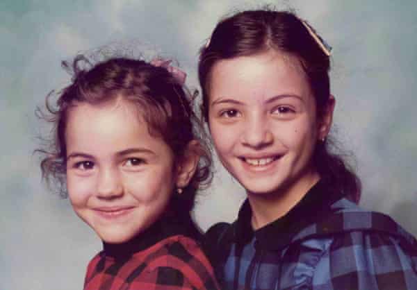 Zafirakou (left) with her older sister, 1985.