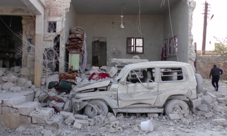 Bombed building in Idlib province