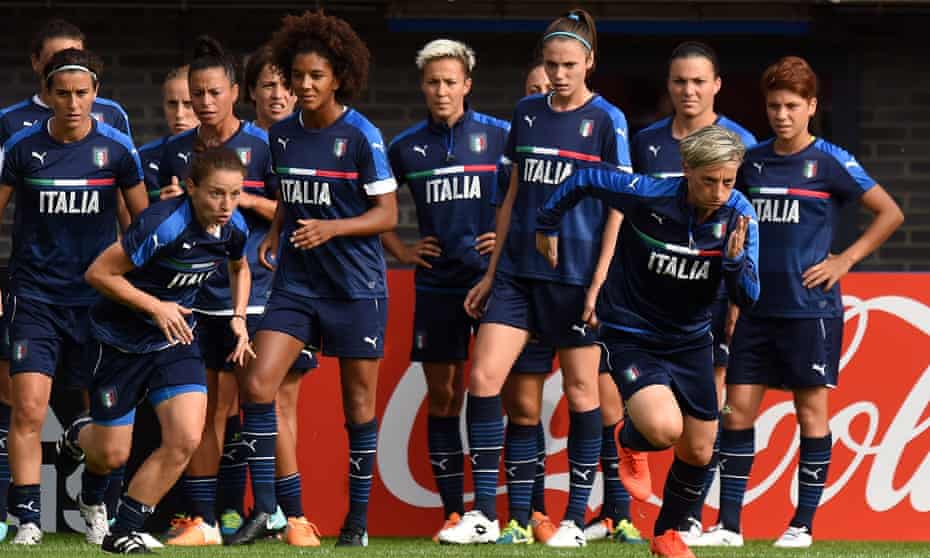 Italy’s women’s football team in training on the eve of their Uefa 2017 group B match against Russia