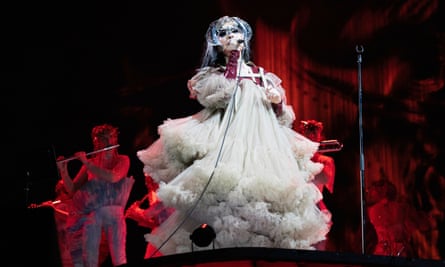 Björk performing on her Cornucopia tour in Tokyo in March.