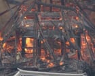 Buddhist hall housing 'eternal flame' in Japan destroyed by fire – video