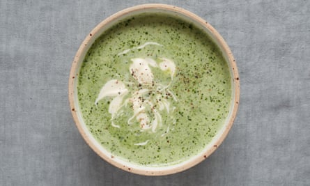 Spiced watercress and yoghurt soup.