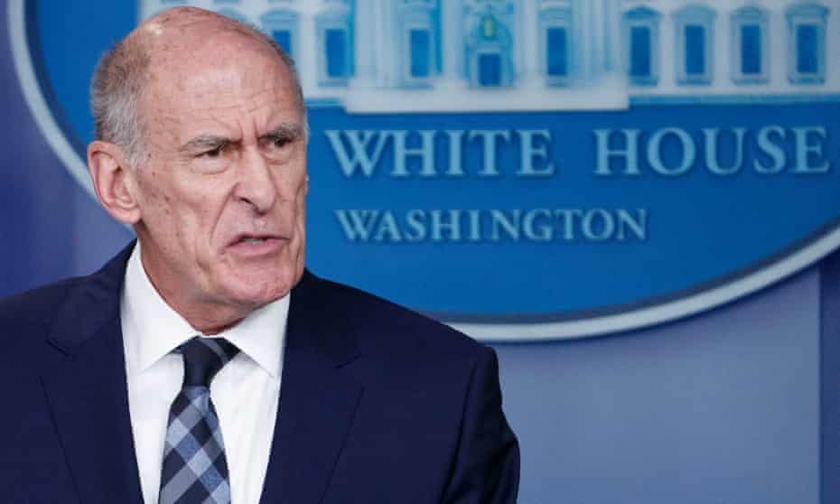 National intelligence director Dan Coats at a daily briefing at the White House on 2 August.