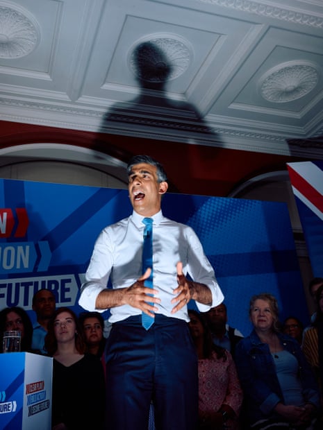 Sunak delivers a speech on 24 June 2024 in central London, as part of a Conservative campaign event in the build-up to the UK general election on 4 July.