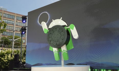 Google and Oreo reveal the Android Oreo during the solar eclipse on Monday in New York City. 