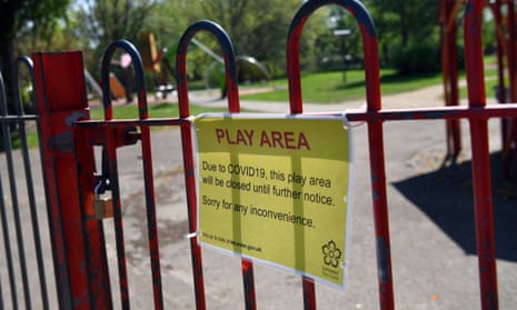 A sign on a park gate in Leicester reads: 'Due to COVID-19, this play area will be closed until further notice'