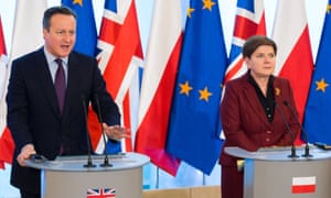 David Cameron with Poland’s president, Beata Szydlo