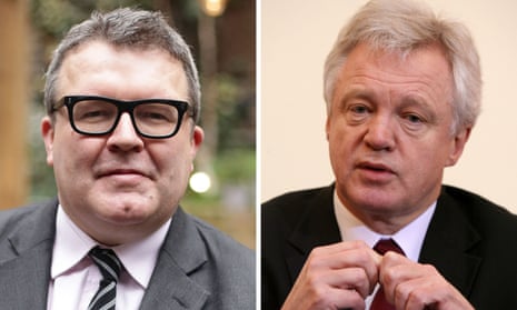 Tom Watson, Labour’s deputy leader, and David Davis, the new Brexit minister