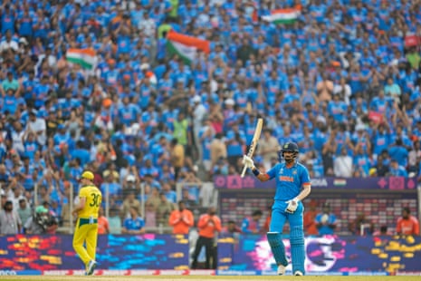 KL Rahul acknowledges the crowd as he brings up his fifty.