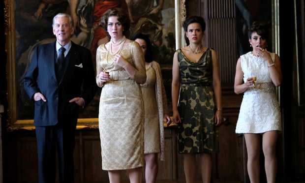 J Paul Getty (Donald Sutherland) with Penelope Kitson (Anna Chancellor) and the rest of his ‘gaggle of concubines’.