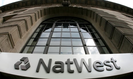 Signage on a branch of NatWest Bank in central London.