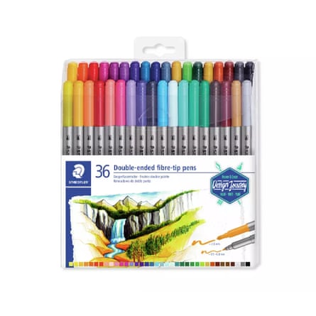 A packet of 36 Staedtler Double Ended Fiber Tip Pens
