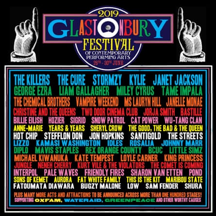 The poster for Glastonbury 2019 so far...