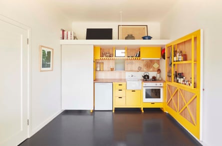 The kitchen fully open