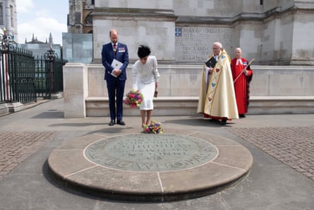 The Princess of Wales lays flowers at the memorial to innocent victims