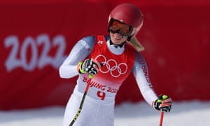 Mikaela Shiffrin seems happy with her downhill run.