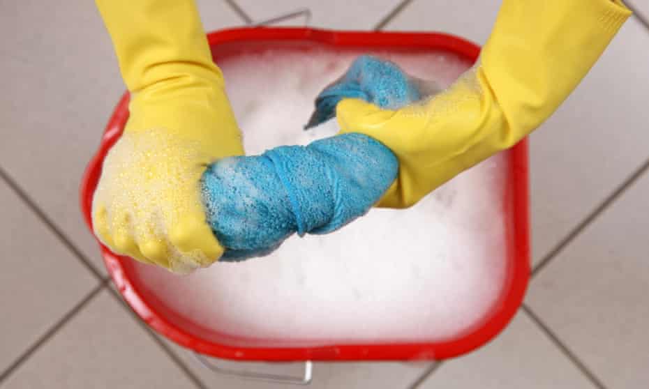 A person doing the cleaning