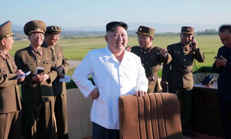 Kim Jong-un with North Korean generals