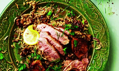 Thomasina Miers’ Armenian figgy duck with spiced walnut pilaf: ‘Perfect for the coming autumn.’