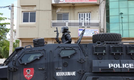 Riot police in Dakar amid protests at the arrest of Ousmane Sonko