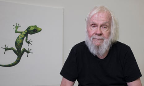 Funny and intriguing … Baldessari and his gecko.
