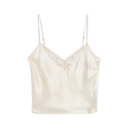 A white Silk Embroidery Cami top on a white background