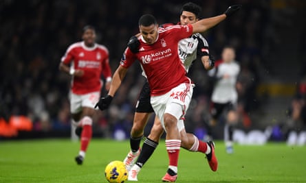 Murillo in action for Nottingham Forest against Fulham on 6 December 2023.