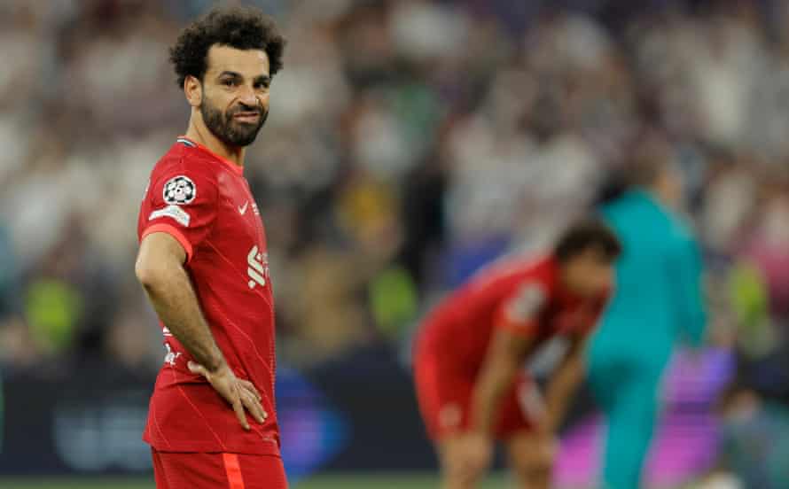 Liverpool's Mohamed Salah was disappointed after the final whistle in Paris - he was unable to take advantage of a huge chance to equalize late on.