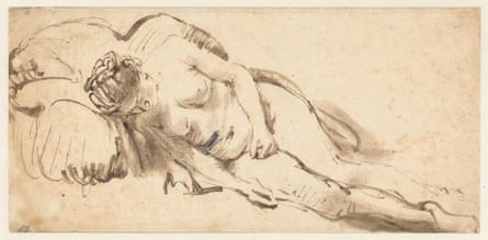 Rembrandt van Rijn, Nude Woman Resting on a Cushion, circa 1658.