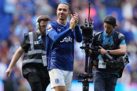 Everton's Jack Grealish walks off the pitch after the match.