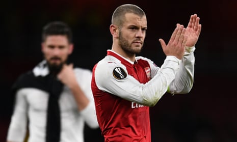 Arsenal’s Jack Wilshere applauds fans after the final whistle.