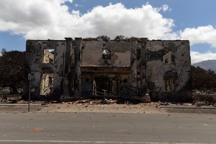 The Lahaina court and custom house after it was burned by the wildfire.