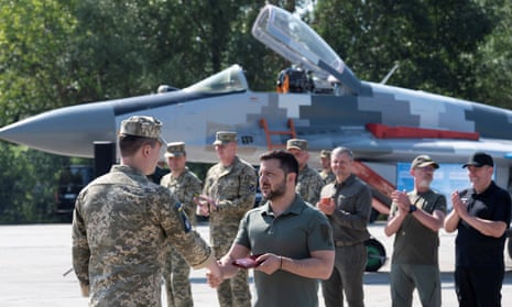 Ukraine's president Volodymyr Zelenskiy meets members of the Ukrainian Air Force.