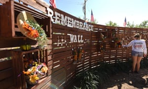 Volunteers build a community healing garden in Las Vegas.
