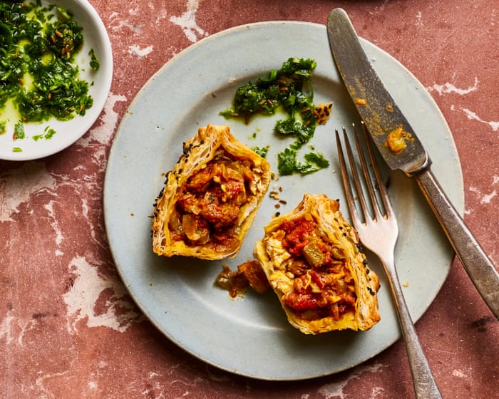 Image accompanying the story: Calum Franklin’s recipes for balti paratha pie with spicy green chutney