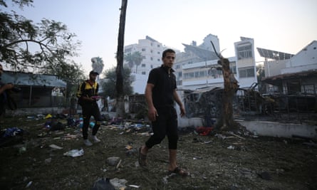 A view of the al-Ahli hospital area in Gaza City, 18 October 2023.