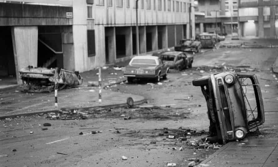 A street in Tottenham, north London, following the Broadwater Farm riots, October 1985.