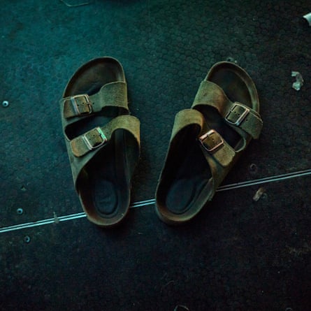 He slips off his shoes before performing barefoot at Shangri-La. Cook has been playing barefoot for the last 20 years